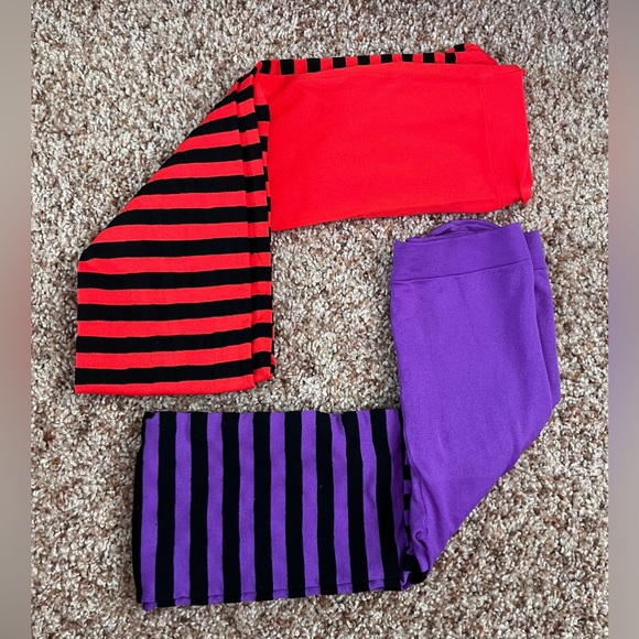 Purple and orange striped tights - Picture 6 of 8